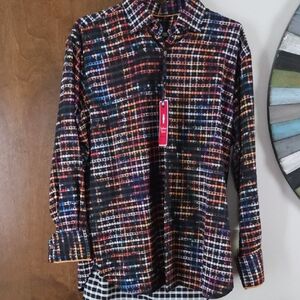 Luchiano Visconti Italian Designer Vibrant Checkered Men's Shirt, M, NWT!!